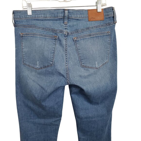J Crew Size 31 Jeans Toothpick Distressed Mid Rise Skinny Stretch Denim Raw Hem - Picture 5 of 14